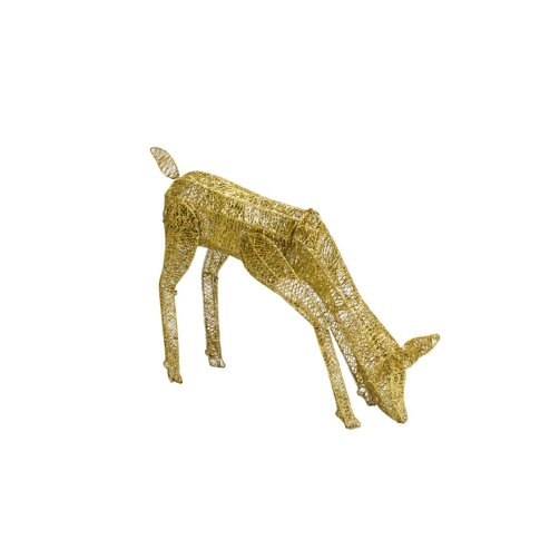 Outdoor Reindeer Christmas Light Up Decorations Standing Doe Gold Garden Xmas Decoration Figure with 120 Cool White LED Lights Indoor Outdoor Use
