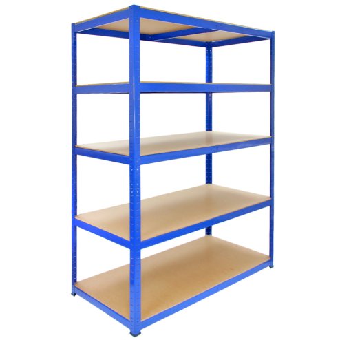 T-Rax Garage Shelving Unit Extra Wide - 5 Tier Heavy Duty Rack for Storage Steel Utility Shelves | Metal & MDF Boltless Racking Assembly System | 1800KG Capacity | 360KG Per Shelf, Blue