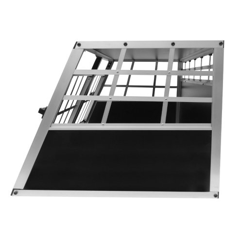 Pet Car Transport Crate Cage Aluminium Travel Box Trapezoidal Dog Cat Puppy Carrier Estate Vehicle 1 Door 50 x 54 x 69cm | FREE Plastic Washable Mat