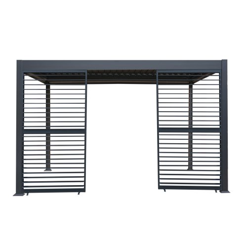 Aluminium Pergola With Anthracite Blinds & 2 Shutter Panels - 3m x 4m