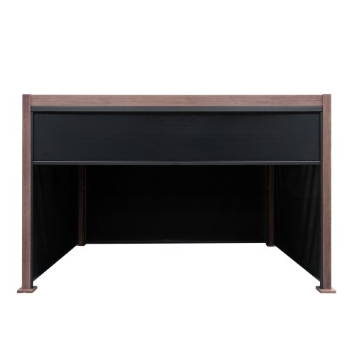 Wood Effect Aluminium Pergola With Blinds - 4m x 3m