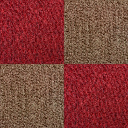 Carpet Tiles 40 x Sand & Scarlet Red 10 Metres Squared Heavy-Duty Commercial Hard Wearing Flooring Domestic Premium Office Home 50cm x 50cm MonsterShop