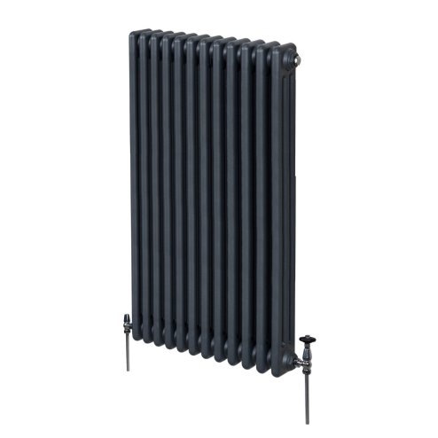 Traditional 3 Column Radiator 1500mm x 562mm Modern Central Heating Heater Matt Anthracite Grey Carbon Steel Vertical Wall Mounted Kitchen Living Room Bathroom Cleaning Brush Fixing Kit & Brackets
