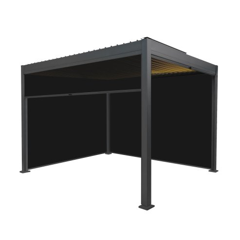Aluminium Pergola With Anthracite Blinds & LED Lights - 3m x 3m