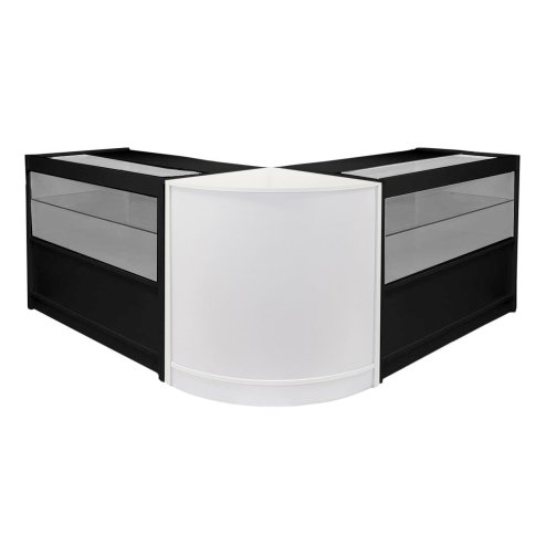 MonsterShop Emperor Retail Display Shop Counter Unit & Glass Showcase Cabinet Units Black/White