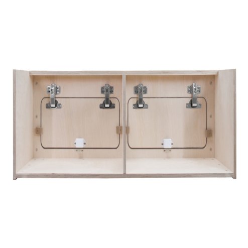 Campervan Overhead Cabinet 2 Door Top Locker Central Divider Camper Van Furniture Storage Lightweight Solid Birch Plywood Unpainted Soft Close Hinges Push Button Locks Pre Drilled Holes Fixing Kit