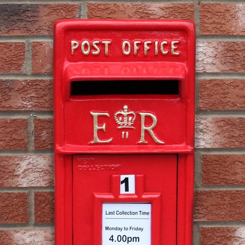Royal Mail Post Box with Floor Stand ER Cast Iron Wall Mounted Wedding Authentic Pillar Replica Lockable Post Office Letter Box Red