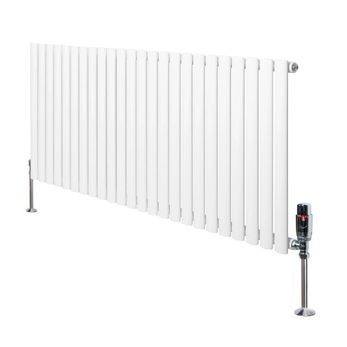Oval Single Column Radiator & Valves - 600mm x 1440mm - White