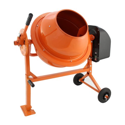 T-Mech 70 Litre Electric Cement Mixer 250W Portable Mortar Concrete Mixing Machine with Wheels / 240V 13A UK Plug