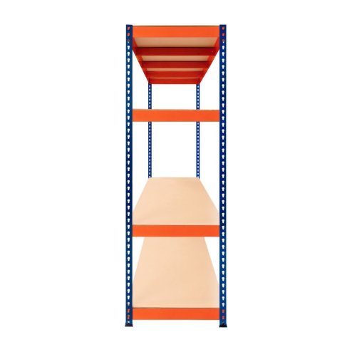 Garage Racking S-Rax Shelving Unit 4 Shelf 180cm x 180cm x 60cm Rack Heavy Duty Steel 300kg Capacity Per Shelf Adjustable Layout Boltless Assembly Rubber Feet 3 Reinforced Support Bars Warehouse