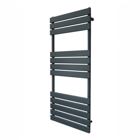 Vertical Towel Radiator Designer Flat Panel 1200mm x 500mm Bathroom Heated Rail Matt Anthracite Grey Central Heating Ladder Heater Wall Mounted Carbon Steel FREE Cleaning Brush Fixing Kit & Brackets