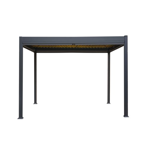 Aluminium Pergola With Anthracite Blinds & LED Lights - 3m x 3m