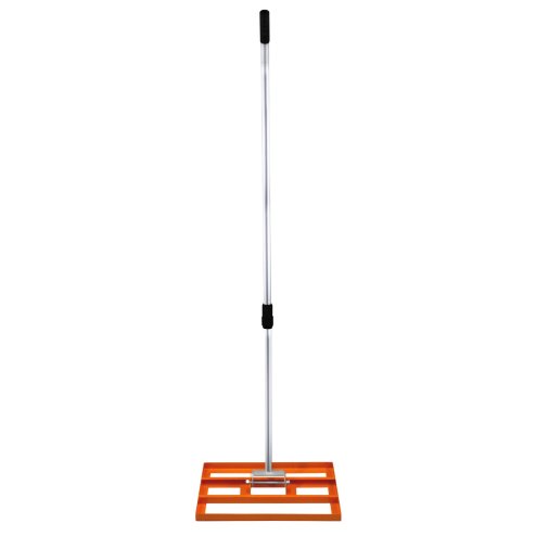 Lawn Leveller 50cm x 32cm Levelling Rake Lute Heavy Duty Lightweight Galvanised Steel Aluminium Orange 1.2 - 1.9m Extendable Handle Easy Grip Landscaping Garden Tool Grass Soil Artificial Turf Compost