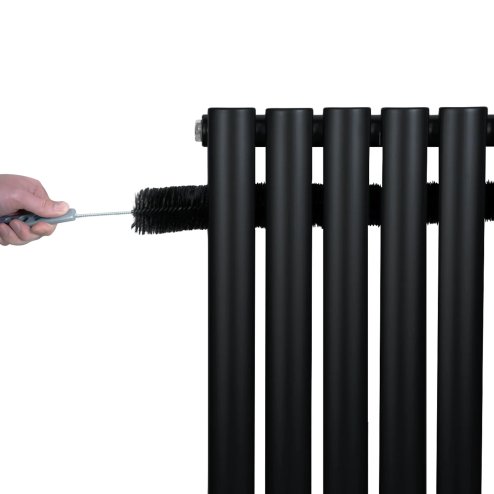 Oval Single Column Radiator & Valves - 1600mm x 240mm - Black