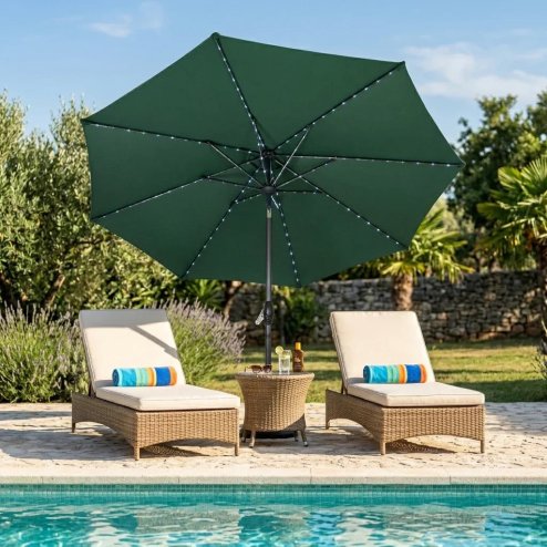 LED Tilt Parasol 2.7m - Green