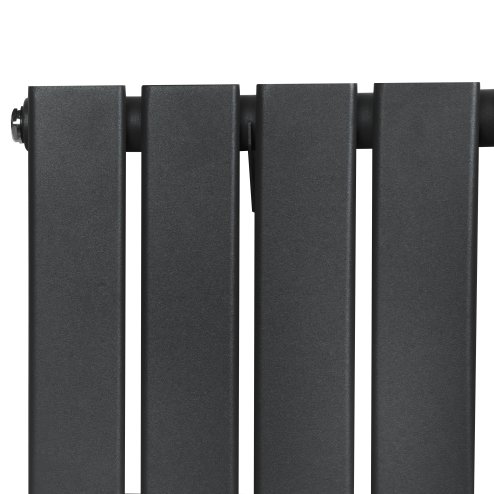 Flat Single Column Radiator & Valves - 600mm x 700mm - Anthracite Grey
