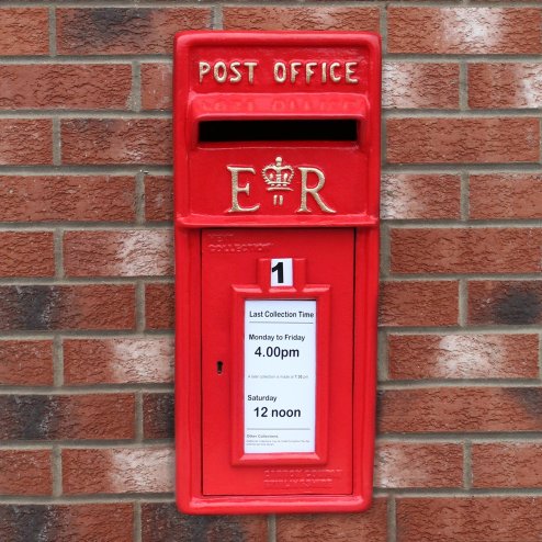 Royal Mail Post Box ER Cast Iron Wall Mounted Wedding Authentic Pillar Replica Lockable Post Office Letter Box Red