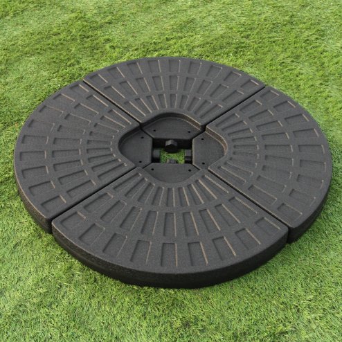 Monster Shop Dark Grey Fan Cantilever Parasol Base Garden Patio Outdoor Umbrella Weight Stand Sand Water Filled Garden Furniture 100cm x 100cm x 7cm