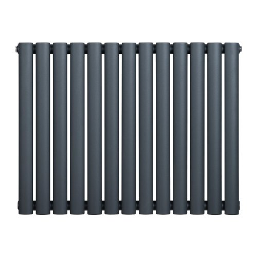 Oval Single Column Radiator - 600 x 780mm - Anthracite Grey