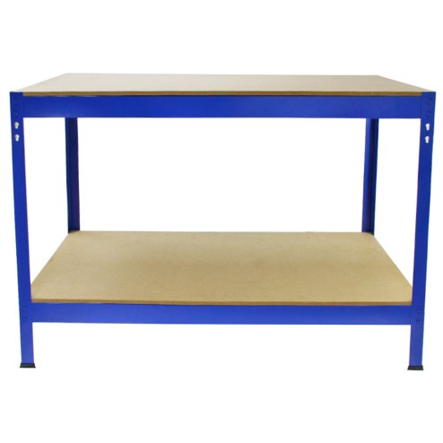 Q-Rax Garage Heavy Duty Steel Shed / Metal DIY Workbench, Workshop Table Work Bench Blue