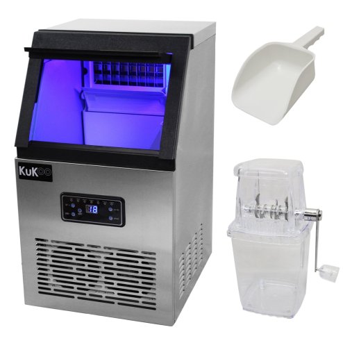 Commercial Ice Cube Maker Stainless Steel Machine 40kg/24hr Restaurant Bar Cafe Hotel IceMaker / FREE Ice Crusher