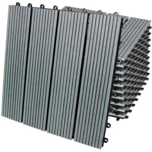 66 x WPC Decking Tiles Grey Terrace Decking Wood Plastic Composite DIY Interlocking Flooring Balcony Roof Terrace Hot Tub Outdoor Deck Tiles Click & Go Easy Clean Weather Resistant 30 x 30 cm (6 m?)