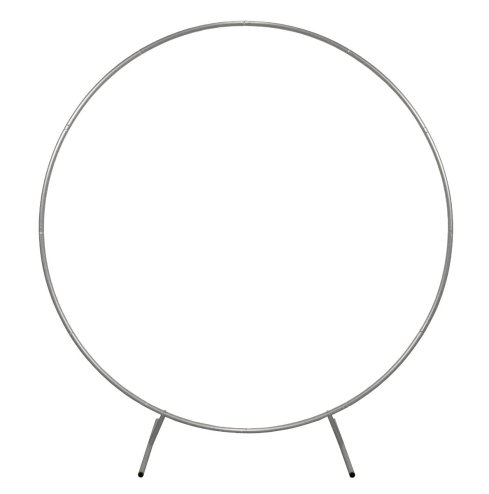 Wedding Moongate Arch Silver 2m/ 200cm Arbour Round Outdoor Decor Background Flower Balloon Circle Hoop Frame Backdrop Party Decoration Floral Prop Floor Standing Baby Shower Birthday Christening