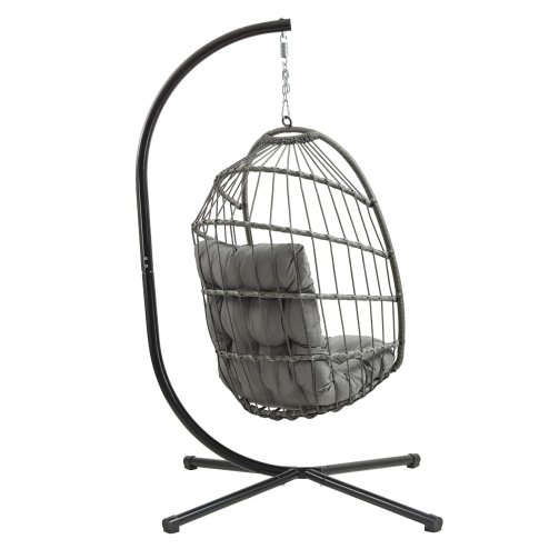 Rattan Hanging Egg Chair - Grey