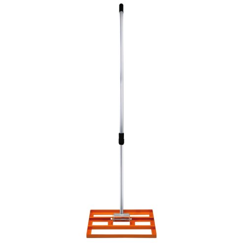 Lawn Leveller 50cm x 32cm Levelling Rake Lute Heavy Duty Lightweight Galvanised Steel Aluminium Orange 1.2 - 1.9m Extendable Handle Easy Grip Landscaping Garden Tool Grass Soil Artificial Turf Compost