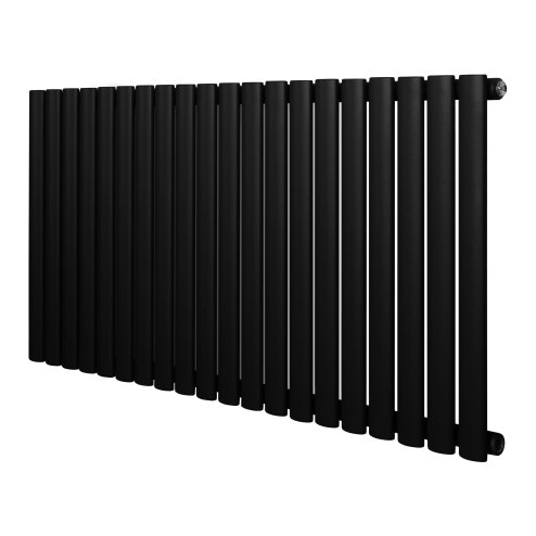 Oval Single Column Radiator - 600 x 1200mm - Black