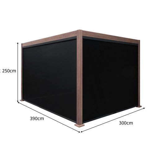 Wood Effect Aluminium Pergola With Blinds - 4m x 3m