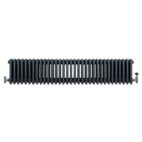 Traditional 4 Column Radiator & Valves - 300 x 1505mm - Anthracite Grey