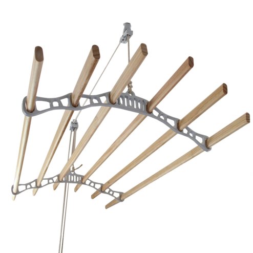 Clothes Airer Ceiling Pulley Maid Traditional Mounted Clothing Dryer 6 Lath Laundry Drying Rack Rail 2m White