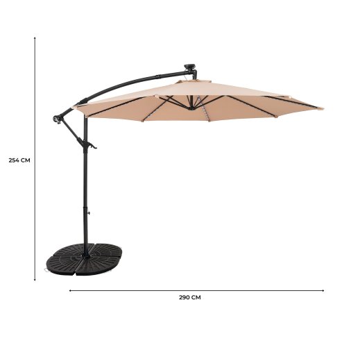 LED Cantilever Parasol 3m With Full Fan Base - Beige