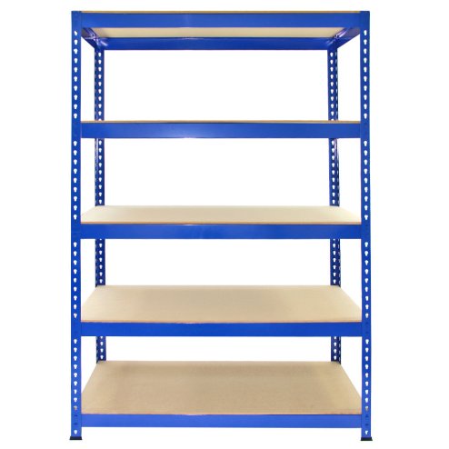 Q-Rax 120 cm Garage Shelving Storage Unit / Racking 5 Tier Bay / Boltless Warehouse Shelves, Blue