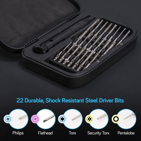 ilabPRO 23 Piece Precision Screwdriver Set Toolkit with Magnetic Micro Screwdriver and bits for Phone, Tablet, Laptop, PC, Watch and Glasses Repairs
