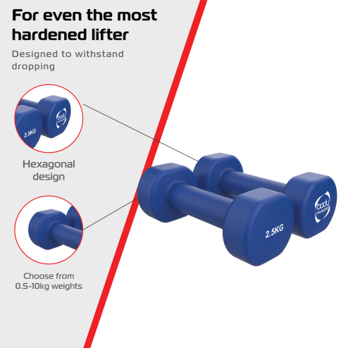 2 x 2.5KG Neoprene dumbbells