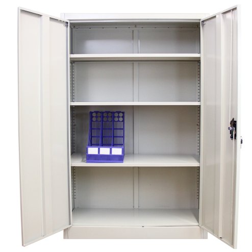 Metal Office 2 Doors Filing Cabinet Flatpack Document File Compartments Lockable Storage Cupboard Unit 140cm