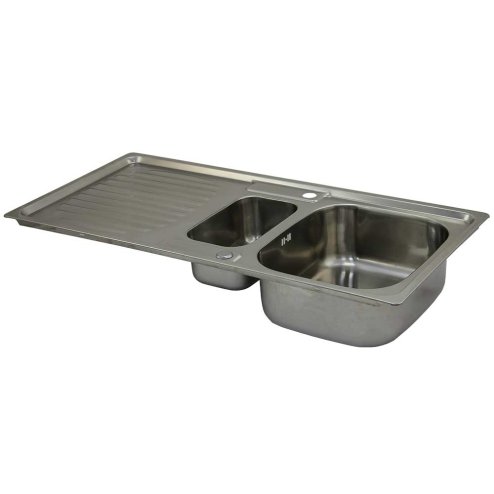 KuKoo Stainless Steel Kitchen Sink Basin, Reversible 1.5 Bowl, 105cm x 18cm x 50cm