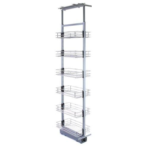 KuKoo Pull Out Kitchen Larders, 46cm D, 190-220cm H, Soft Close Slide Out, Storage Cabinet Wire Baskets