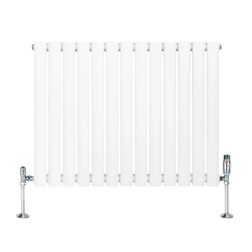 Oval Single Column Radiator & Valves - 600mm x 780mm - White