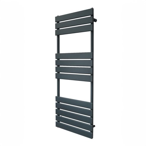 Vertical Towel Radiator Designer Flat Panel 1200mm x 450mm Bathroom Heated Rail Matt Anthracite Grey Central Heating Ladder Heater Wall Mounted Carbon Steel FREE Cleaning Brush Fixing Kit & Brackets