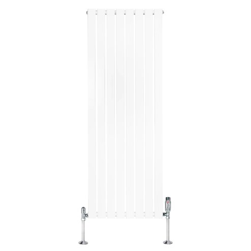 Flat Single Column Radiator & Valves - 1600mm x 560mm - White
