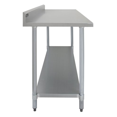 Catering Bench With Single Over-shelf Heavy Duty Kitchen Work Table Stainless Steel Prep-table Commercial Home Preparation Worktop 5ft