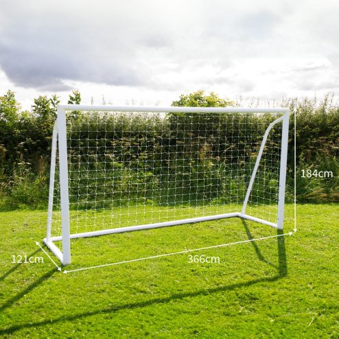 Football Goal Net 12 x 6ft All Weather PVC Goalpost 30ply Knotted Netting 24 Clips Portable Training Practice Indoor Outdoor Quick Slot & Click Assembly 5 Hole Target Sheet Bungee Straps & Carry Bag