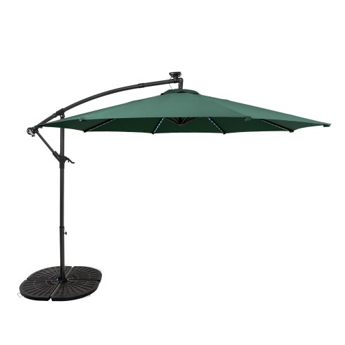 LED Cantilever Parasol 3m With Full Fan Base - Green