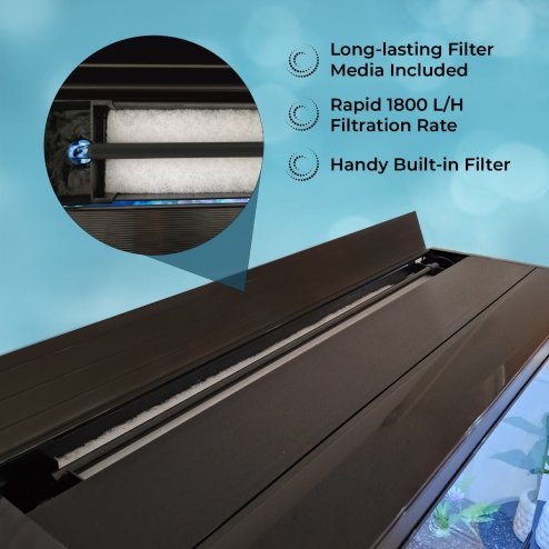 MonsterShop Aquarium Fish Tank, Filter, Heater & Stand, 4ft, 300L, Black, 120.5cm x 143.5cm x 39cm