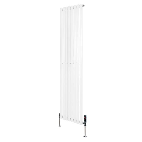Oval Single Column Radiator & Valves - 1800mm x 480mm - White