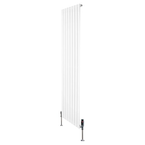 Flat Single Column Radiator & Valves - 1800mm x 560mm - White