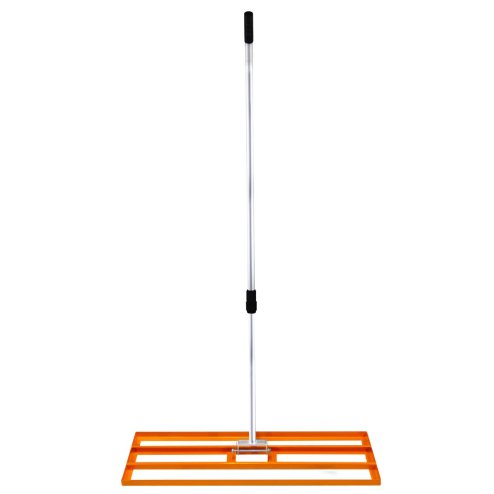 Lawn Leveller 100cm x 32cm Levelling Rake Lute Heavy Duty Lightweight Galvanised Steel Aluminium Orange 1.2 - 1.9m Extendable Handle Easy Grip Landscaping Garden Tool Grass Soil Artificial Turf Gravel